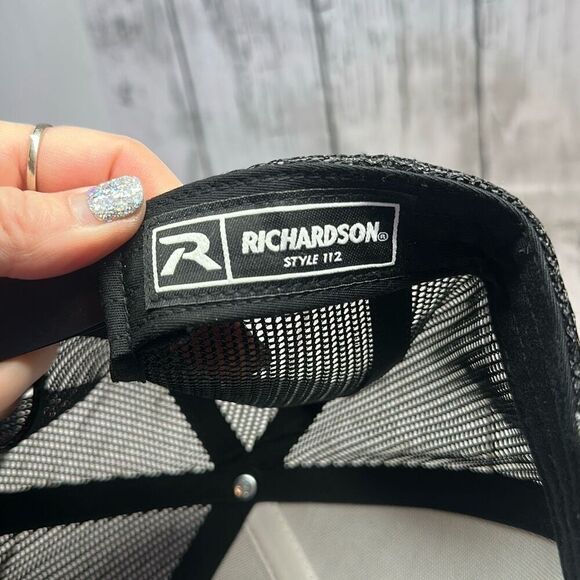 Richardson Original 112 Trucker Hat Cap Gray Black Adjustable 19 Racing - Picture 8 of 9